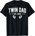 Mens Twin Dad Est. 2025 Father of Twins New Daddy Father's Day T-Shirt