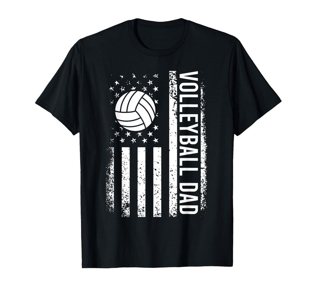 Vintage Volleyball Dad USA Flag Retro Fathers Day Daddy Papa T-Shirt