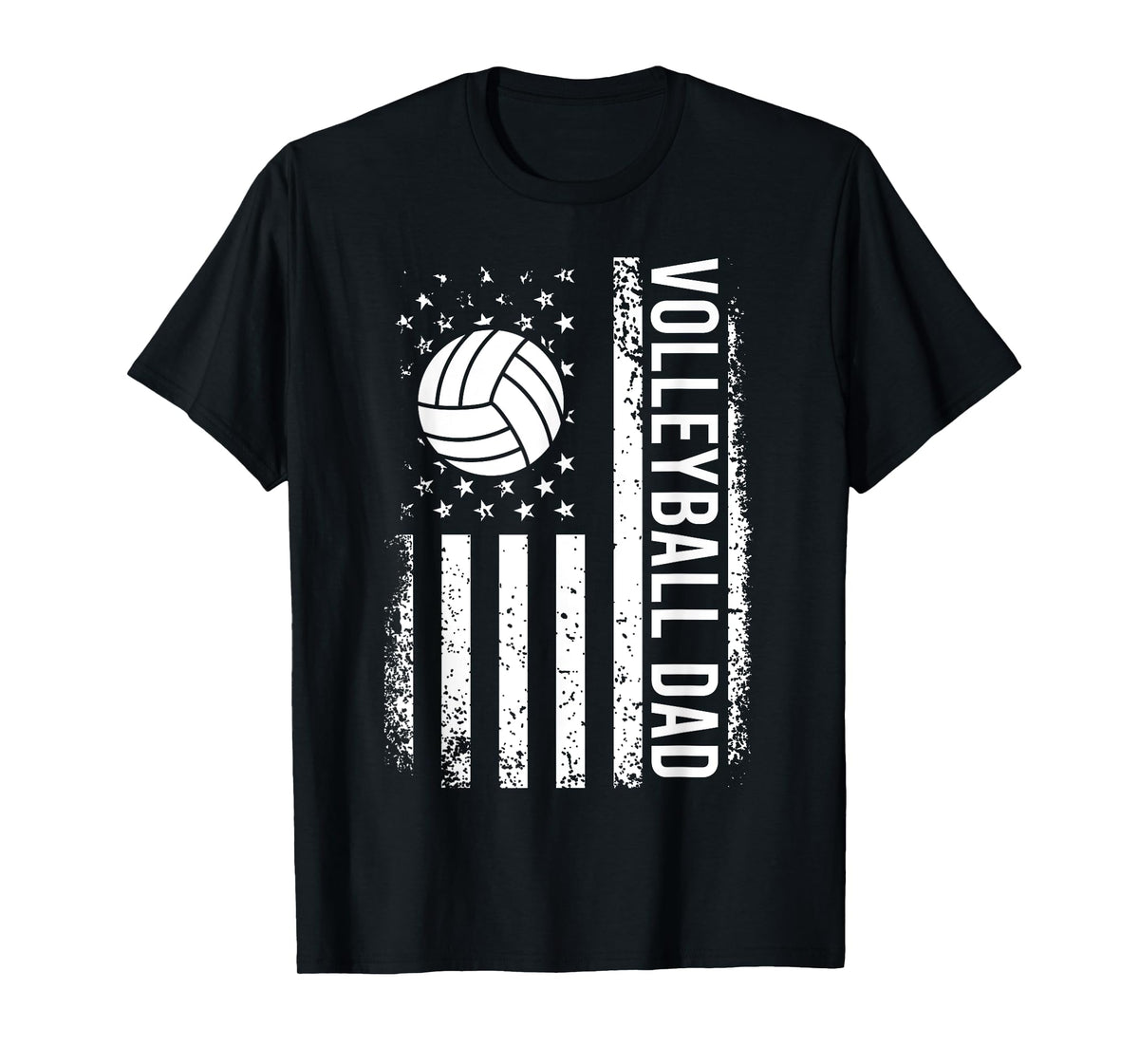 Vintage Volleyball Dad USA Flag Retro Fathers Day Daddy Papa T-Shirt