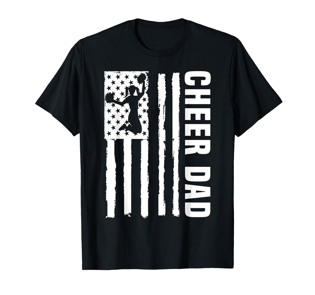 Cheer Dad Cheerleading American Flag Fathers Day Cheerleader T-Shirt