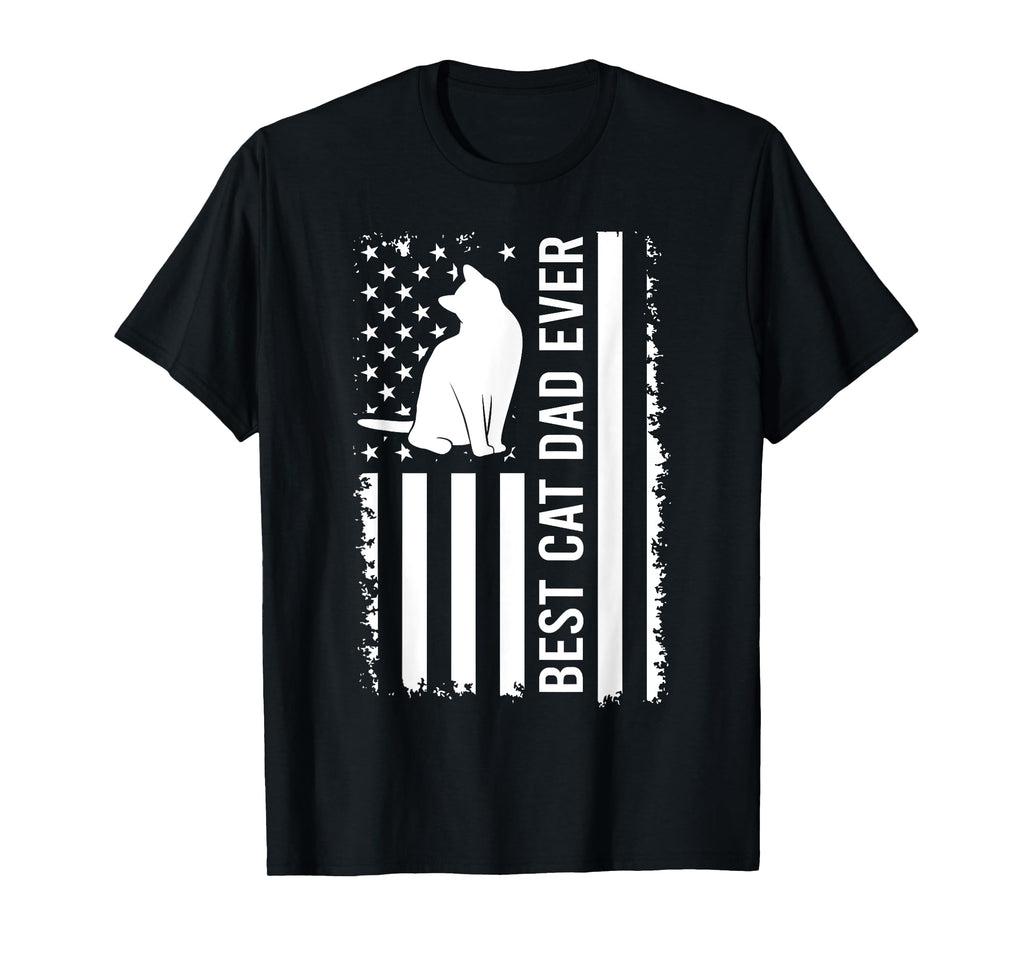 Men's Cat Dad US Flag Kitty Daddy Dad Christmas Fathers Day T-Shirt
