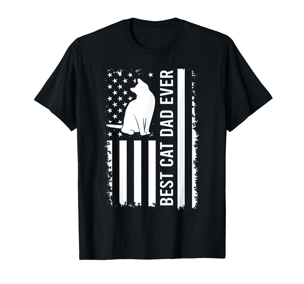 Men's Cat Dad US Flag Kitty Daddy Dad Christmas Fathers Day T-Shirt