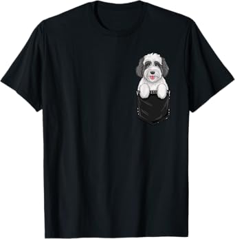Funny Sheepadoodle In Pocket Dog Mom Dad T-Shirt