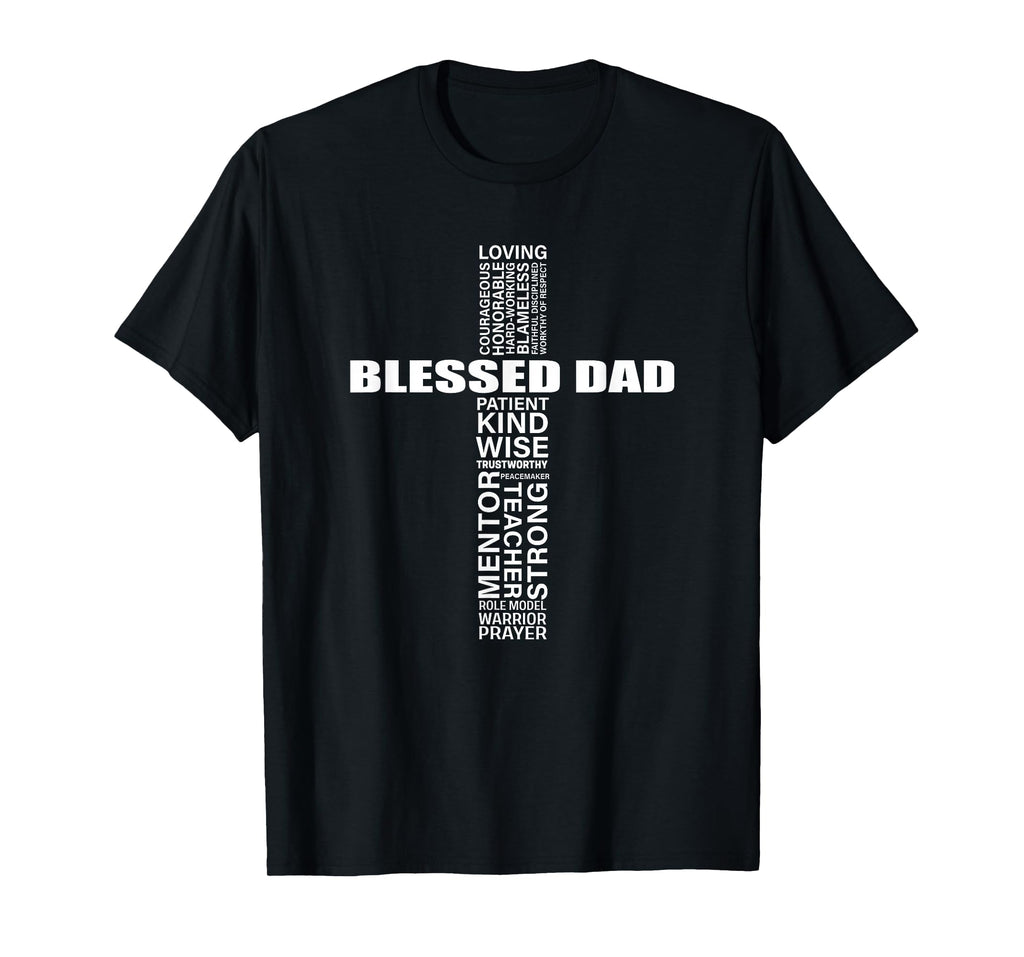 Mens Christian Blessed Dad Cross Father's Day Best Dad T-Shirt
