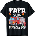 Papa of the Birthday Boy Fire Truck Firefighter Dad Bday T-Shirt