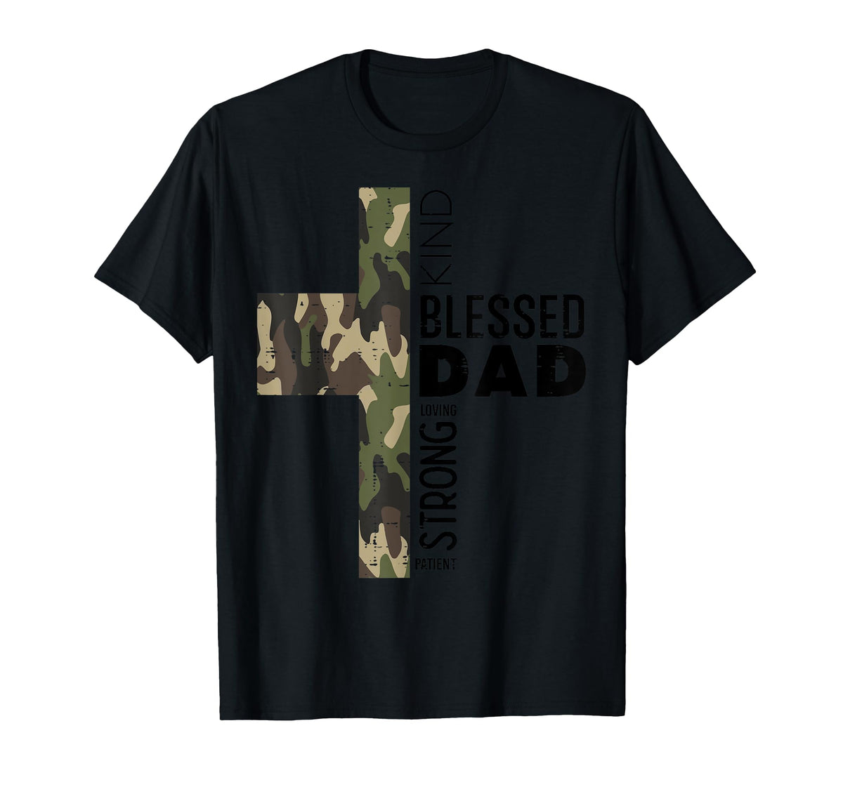 Fathers Day Blessed Dad Camo Cross Christian Papa Daddy Men T-Shirt