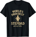 World's Proudest Stepdad Vintage Gold White T-Shirt