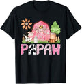 Papaw Pink Farm Cow Kids Birthday Matching Family T-Shirt