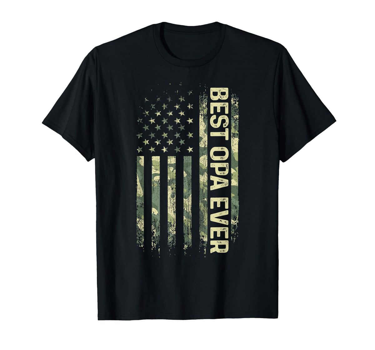 Mens Best Opa Ever Camouflage American Flag Father's Day T-Shirt