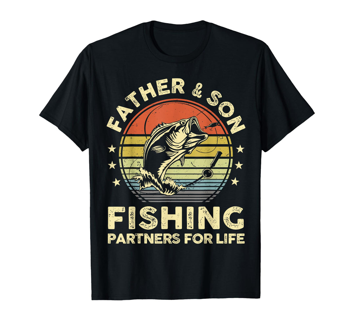 Father Son Matching Fishing Funny Bass Fish Dad Graphic T-Shirt