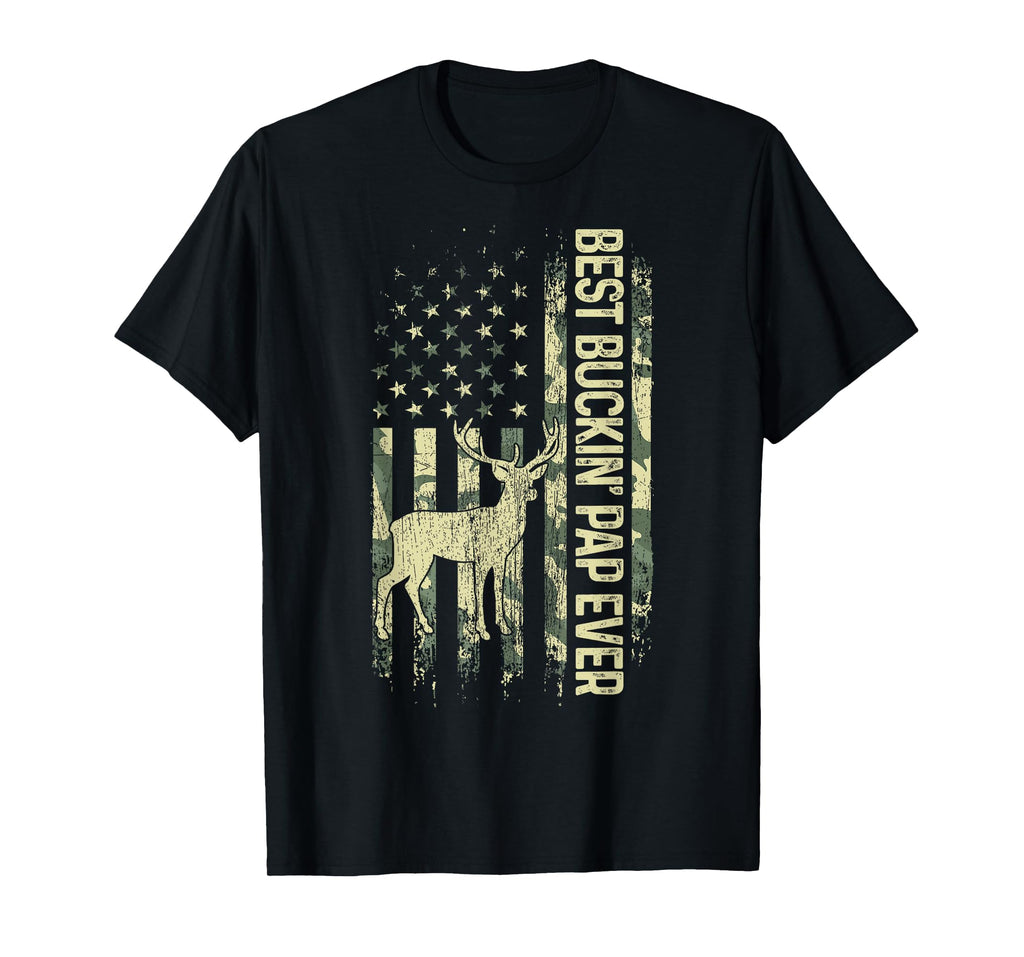 Best Buckin' Pap Ever Camouflage American Flag Father's Day Women Men T-Shirt
