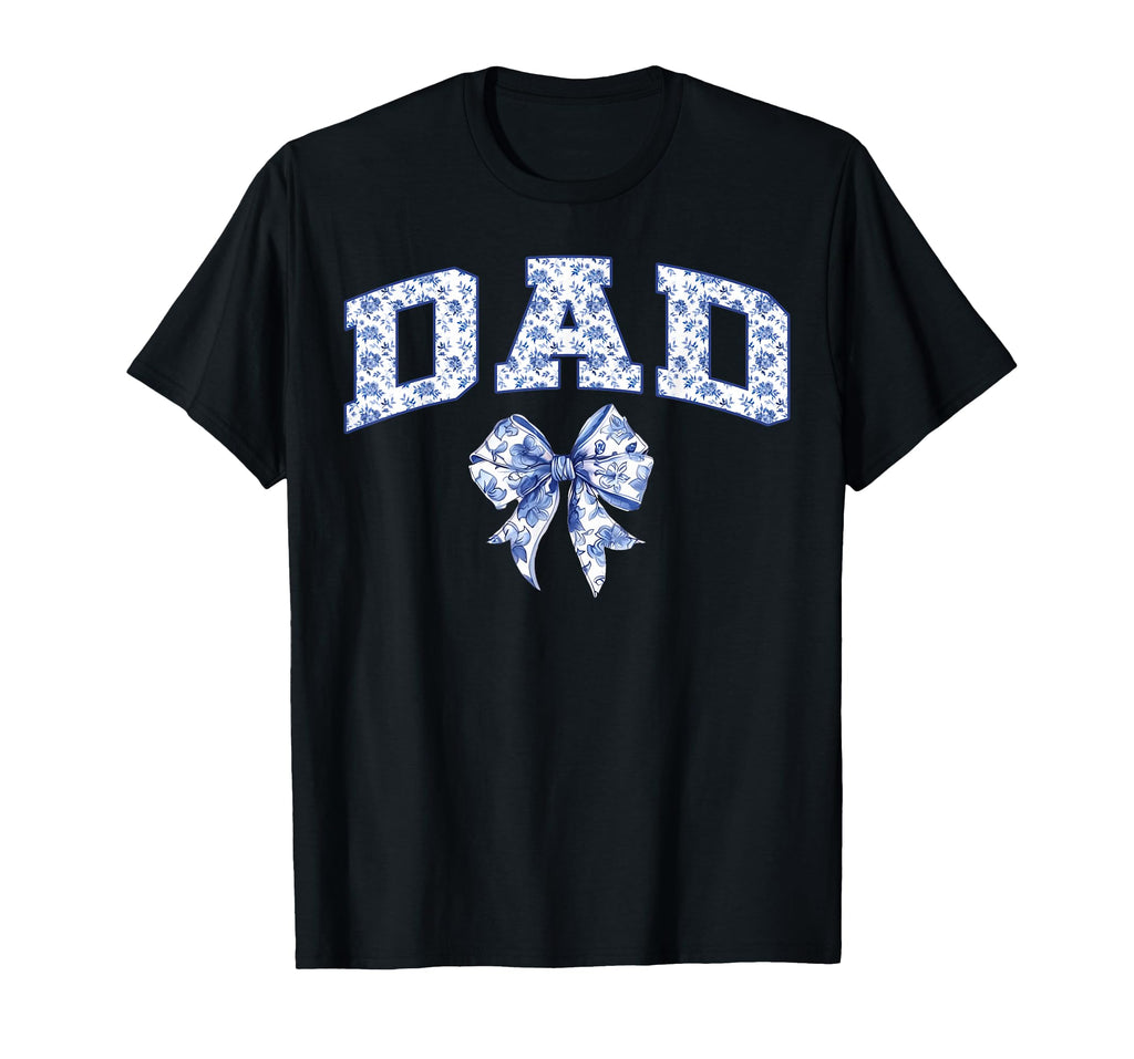 Dad Coquette Toile Blue Bow Floral Family Matching T-Shirt
