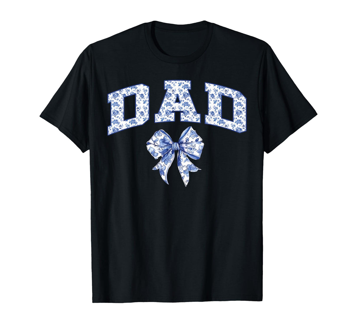 Dad Coquette Toile Blue Bow Floral Family Matching T-Shirt