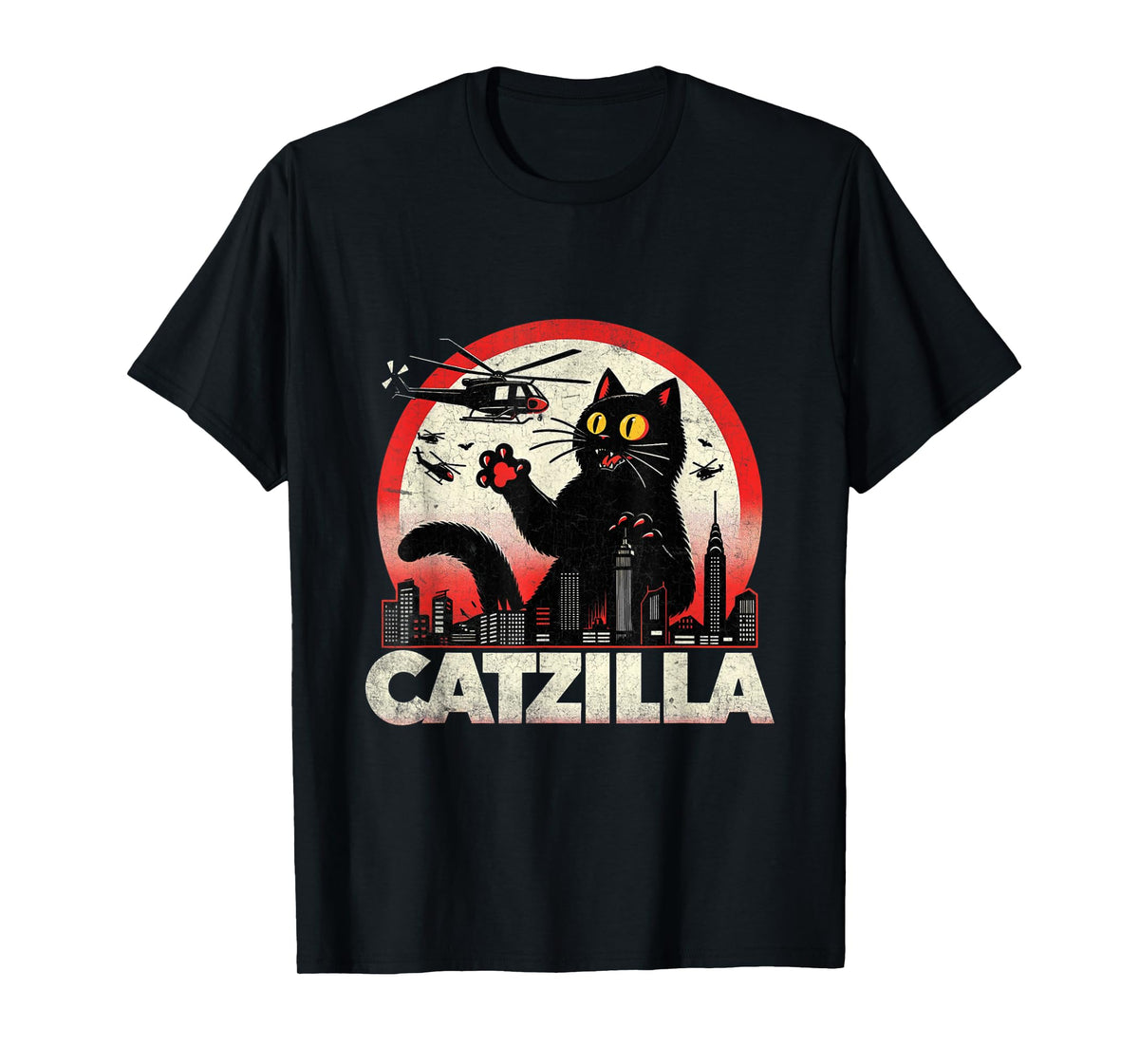 Retro Catzilla Cat Lovers Graphic Gifts Cat Mom Dad Catzilla Men Women Kids T-Shirt