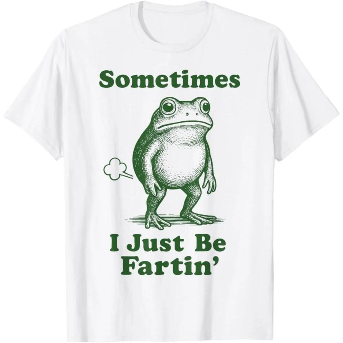[Graphic T-shirt] Sometimes I Just Be Fartin' Frog T-Shirt, Funny Graphic Tee for Men Women, Retro Humor Shirt, Casual Pure Cotton Top, Quirky Cartoon Party Outfit, Gift Idea