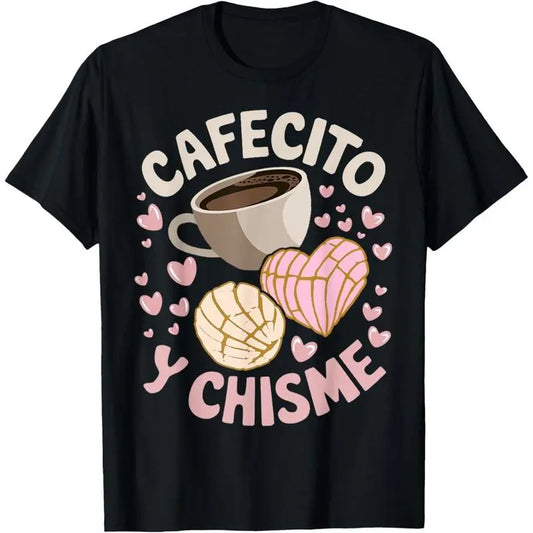 100%25 Cotton Coffee and Gossip Latina Mexican Baked Concha Pastry Conchas T-Shirt