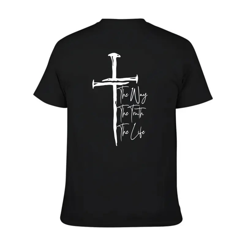 The Way, The Truth, The Life T-Shirt - Bold Cross Design with Inspirational Scripture, Relaxed Fit, Short Sleeve, Machine Washable - Menswear, Christian Apparelfect Gift Classic Cotton