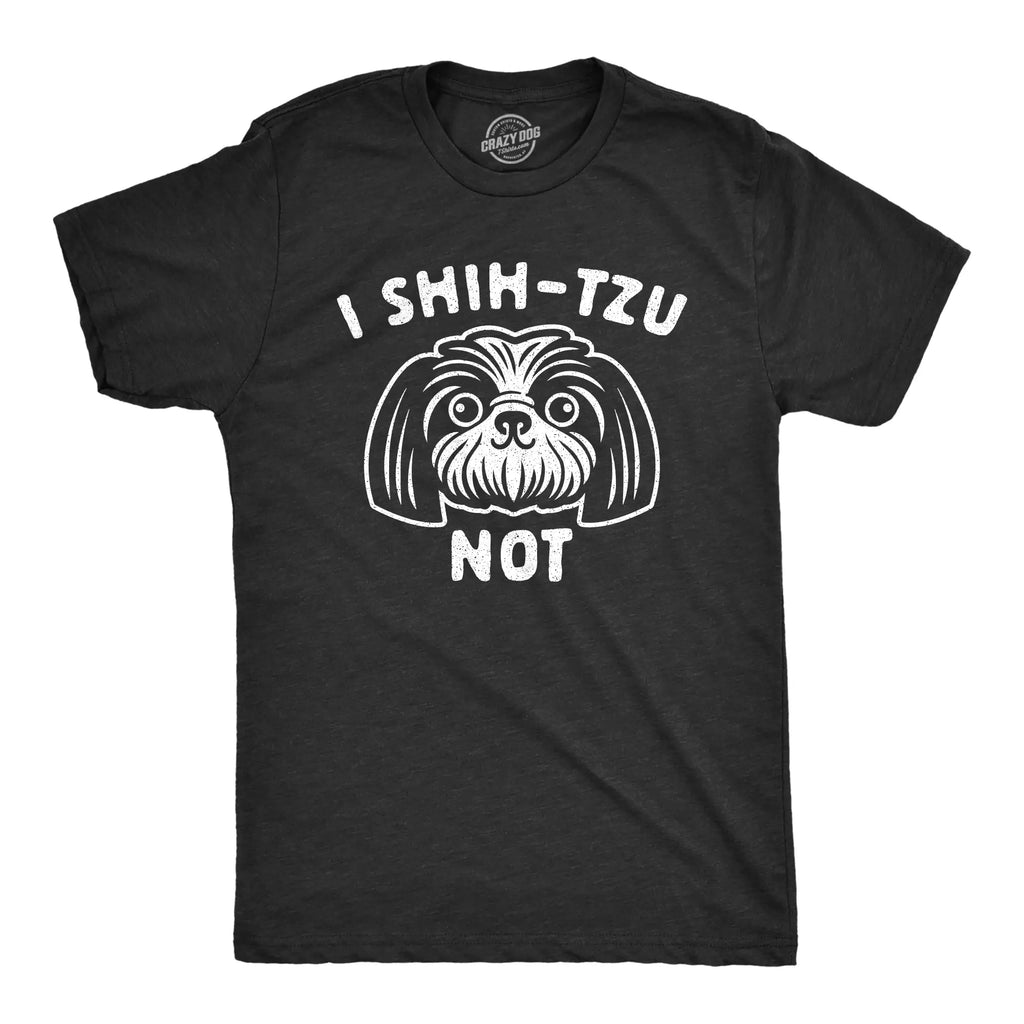 Womens I Shih-Tzu Not T Shirt Funny Pet Puppy Dog Lover Graphic Novelty Tee Funny Womens T Shirts Cute Vintage Fashion Casual Ladies T-Shirt Gift Funny Dog Top Women's Novelty Tees Black
