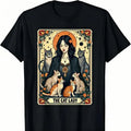Unisex The Cat Lady Tarot Card Shirt Women Witchy Gothic Cat Mom T-Shirt Novelty Graphic T Shirt funny tshirt Undershirts Tees Casual Streetwear Classic Plain Men's Women Cotton Moisture Wicking Short Sleeve Crew Neck