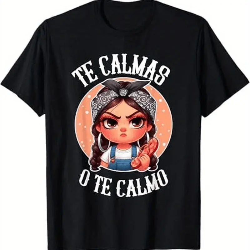 Women Shirt Shor Sleeves Black  Spanish Chancla Sarcastic Spanish Mom T-Shirt Top Womenswear Golf Gift T-Shirt For Men And Women