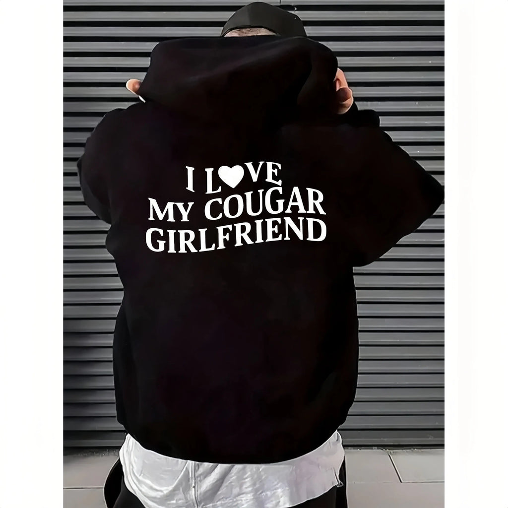 Trendy T - Shirt with a Bold Declaration: Iconic 'I Love My Cougar Girlfriend' Typography for a Stand - out, Fashion - forward Look