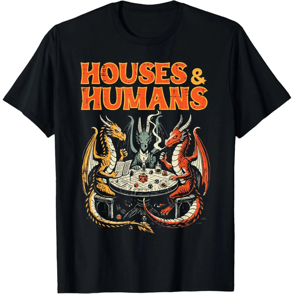 Gaming Houses Humans Funny Rpg Parody Gamer Men  T-Shirt