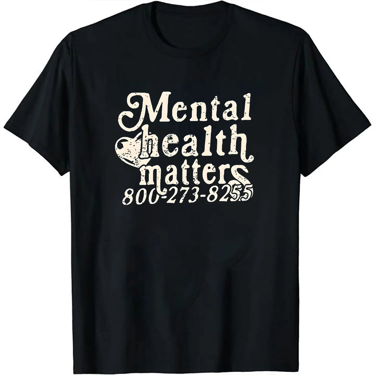 MENTAL HEALTH MATTERS Printed Short-Sleeved T-Shirt. Men's Summer Round Neck Short Sleeve T-Shirt, Fashion Printed T-Shirt