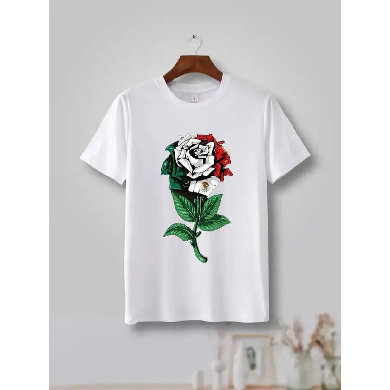 Graphic print, short sleeve t-shirt, women's clothing, graphic t-shirt, suitable for women's spring summer autumn, daily wear short sleeve tops