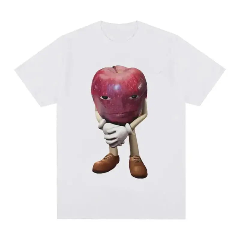 Funny Me Asf Apple With Face Meme T Shirt Unisex Fashion High Quality T Shirts Men Retro Casual Short Sleeve T-Shirt Tops Golf Gift T-Shirt For Men And Women