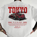Men's regular version car and letter print crew neck T-shirt, street fashion casual short-sleeved T-shirt, daily wear men's tops, all seasons, tropical style, street wear.