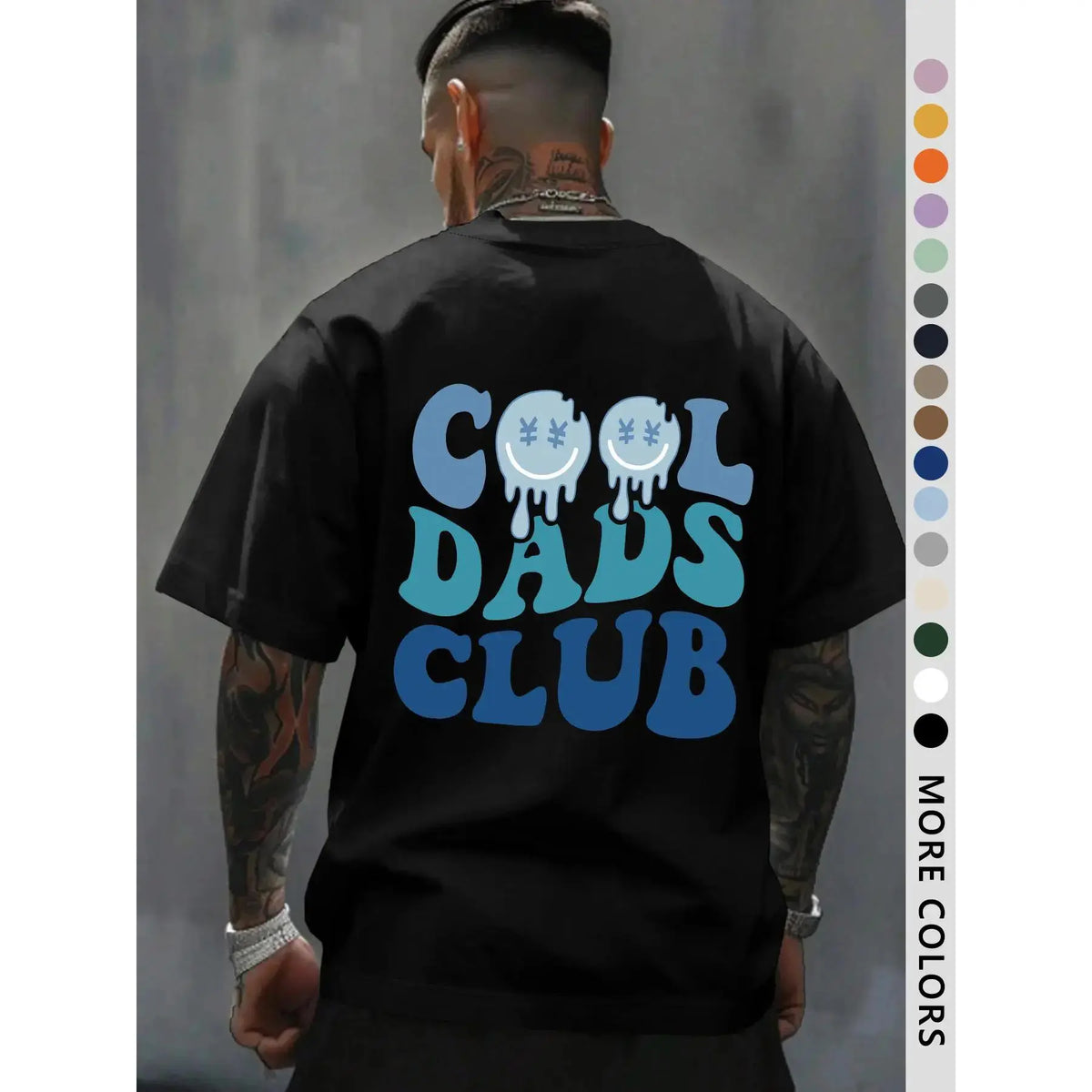 Men's Regular Fit Cool Dads Club Figure Print Round Neck Tee, Casual Short Sleeve Crew Neck T-shirt for Daily Wear, Fashion Men's Top for All Seasons, Tropical, Casual Style Tee,Men's Solid Color Crewneck Tee for Gym & Casual