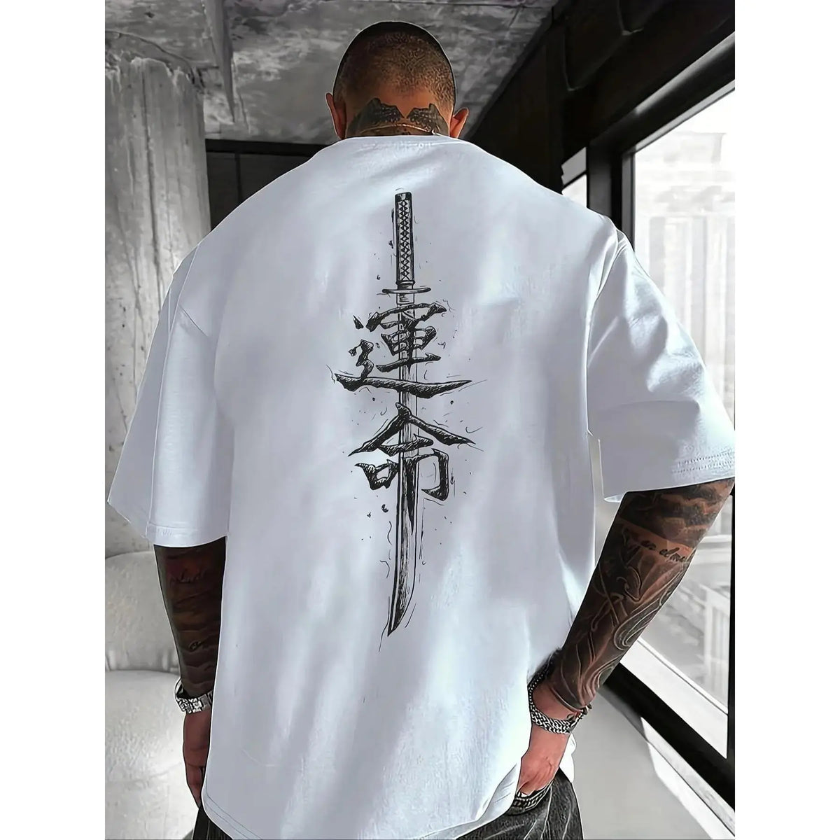 Men's Regular Fit Japanese Character Print Round Neck Tee, Casual Short Sleeve Crew Neck T-shirt for Summer, Fashion Men's Top for Daily Wear, Tropical, Casual Style Tee,Men's Solid Color Crewneck Tee for Gym & Casual