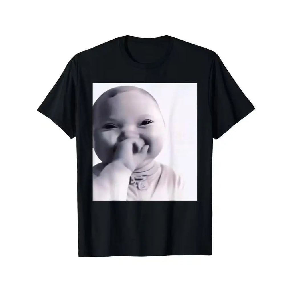 100%25 Premium Cotton T-shirt Ai Baby Meme Funny Laughing Baby Baby Meme Brainrot T-Shirt