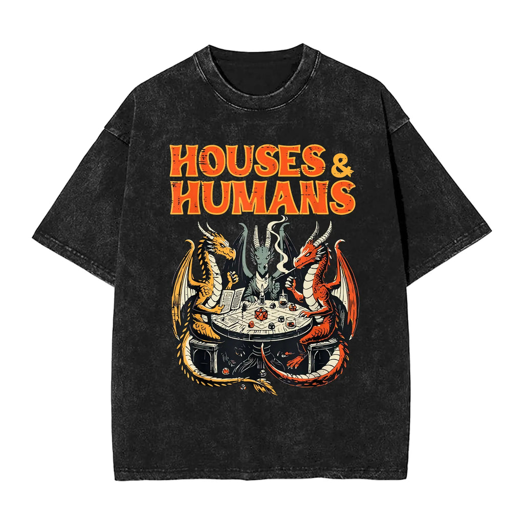 Gaming Houses Humans Funny Rpg Parody Gamer Men  T-Shirt